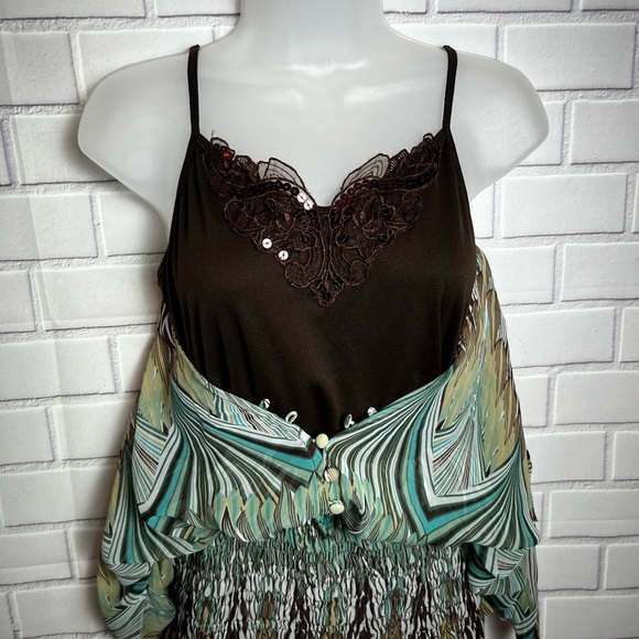 ADIVA Elegant Green Patterned Women's Top/size S - Picture 9 of 11